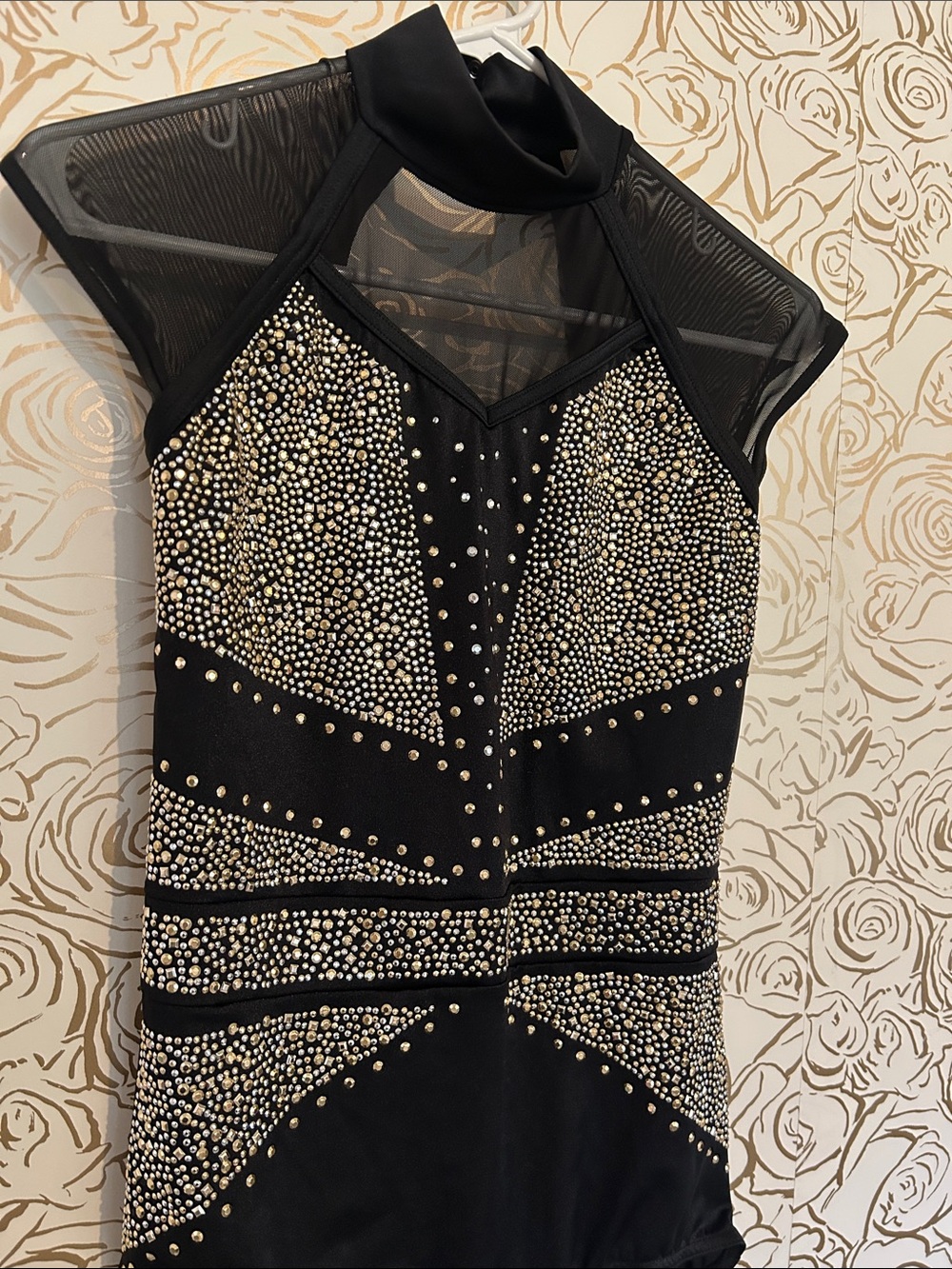 Weissman Black One-Piece Bodysuit with Gold Stud Embellishment - Picture 4 of 5
